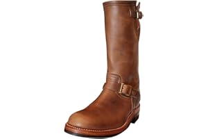 ABFRCVFY Stivali da uomo in pelle nera da cowboy Biker punta rotonda Slip su metà polpaccio