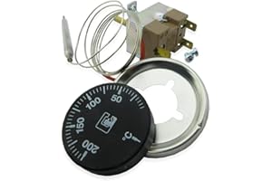 MUNDOCONTROL Kit termostatos regulación 0-200ºC para freidora, Homologado EN 60730 2 9: 100.000 ciclos, Incluye controlador de temperatura capilar con doble aislamiento sin tierra