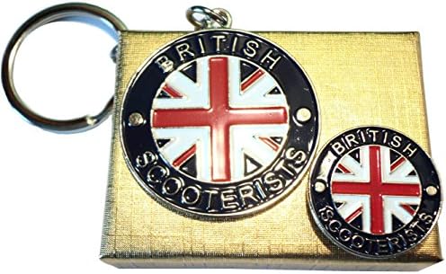 British Scooterist Union Flag Scooter Badge & Keyring MOD Metal Enamel Set