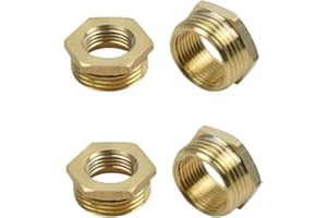 GZXYUAN 4-częściowy adapter redukcyjny - mosiądz, 1/2 męski do 3/8 żeńskiego gwintu sześciokątnego złączka do węża do kranu, beczki, zbiorników na deszczówkę, węża ogrodowego