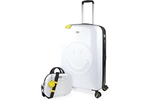 Smiley Originals - Juego De Maletas De Viaje Rígidas Set Maletas De Viaje Ligeras Pack Maletas Viaje. Conjunto Maletas De Viaje con Candado de Combinacion, Blanco-Negro