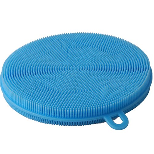Preisvergleich Produktbild Tankerstreet Scheuerschwämme, ohne Kratzen, antibakteriell, für antihaftbeschichtete Pfannen, aus extra weichem Silikon, spülmaschinenfest, 9 cm (Pink) blau