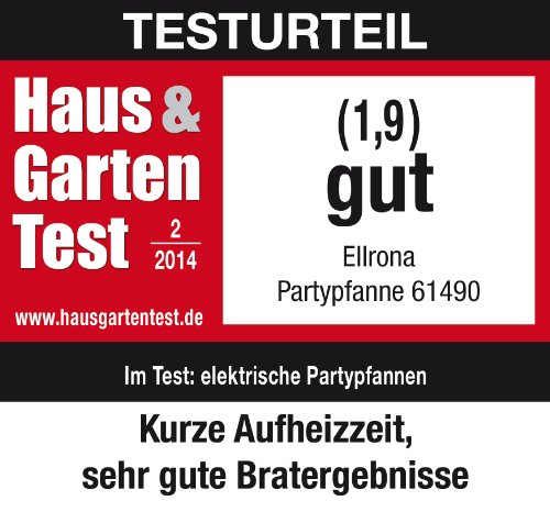Ellrona Party Pfanne Profi XXL / Zweifache, antihaftbeschichtete Bratfläche / einsetzbar an jedem Ort mit Steckdose / geeignet zum Braten, Dünsten und Kochen – aber auch zum warmhalten von Speisen - 3