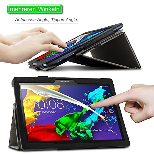 Infiland Lenovo Tab 2 A10-70 / Tab 2 A10-70L / Tab 2 A10-70F / Tab 2 A10-30F / Tab 2 A10-30L / Tab 3 10 Business/ Tab3 10 Plus Hülle Case -Slim Fit Folio PU-lederne dünne Kunstleder Schutzhülle Cover Tasche für Lenovo Tab 2 A10-70 / Tab 2 A10-30 / Tab 3 10 Business/ Tab3 10 Plus 10,1 Zoll Tablet (mit Auto Schlaf / Wach Funktion)(Große Augen) - 3