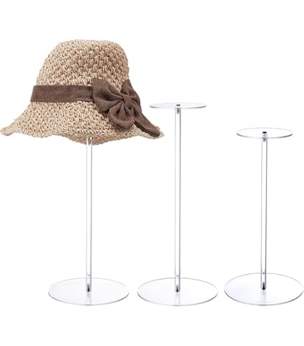 PH PandaHall 3-tlg Acryl Hutständer Set - Klare Display Ständer 30/35/40cm Für Hüte & Perücken