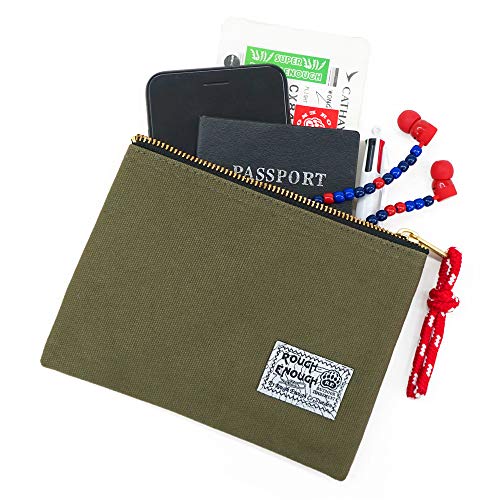 Rough Enough - Estuche pequeño de lona para teléfono móvil, organizador con cierre de cremallera para viajes, accesorios de coche, cartera, para hombres, mujeres, adolescentes, escuelas, niños y niñas