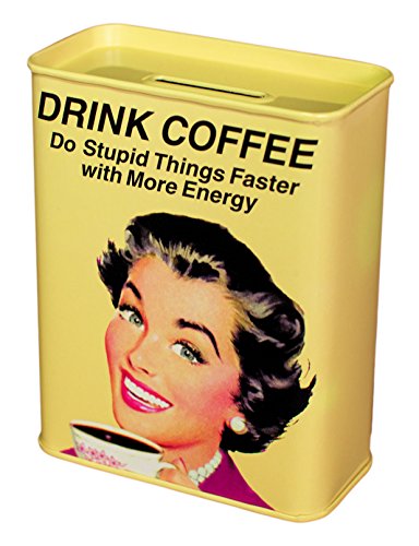 Klang und Kleid MT9250 Spardose Retro Kaffeekasse, Metall, 9,0 x 4,5 x 11,5 cm, gelb