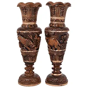 Craft Trade Wood Flower Vase Handcrafted (20 X 6 cm, Brown)
