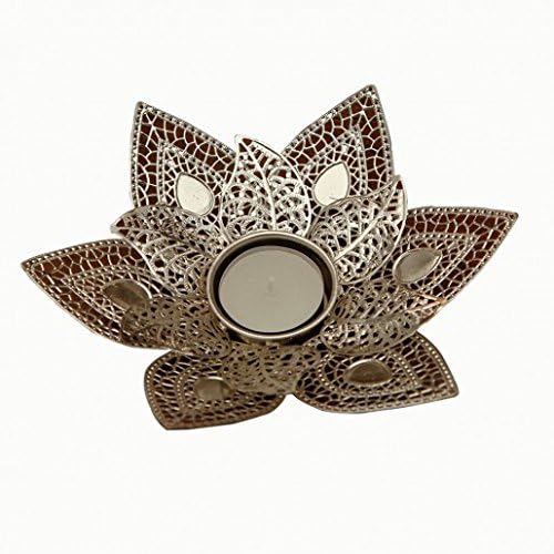 THE YELLOW DOOR Silver Flower Design Decorative T-Light Holders Candle Light Holder Showpiece Home Décor Gift