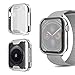 Produktbild INZAKI Kompatibel für Apple Watch Armband mit Hülle 42mm, Edelstahl Netz Milanese Schlaufen Armband mit Displayschutz Schlankes case für iWatch Series 3/2 / 1, Sport, Edition,Silber
