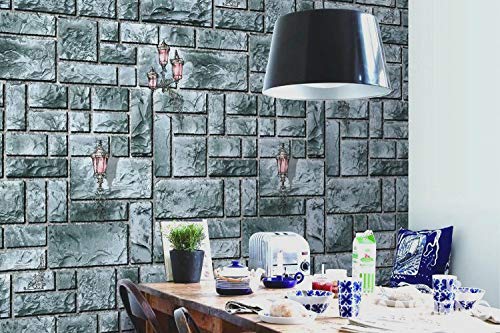 KONARK Decor Wallpapers 3D Stone Pattern Wallpapers with Lampshade