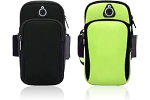 REQAG 2 Stück Armband Armtasche, Rennen Outdoor Handytasche Sport Laufen Doppel Reißverschluss Sportarmband für Handy Bis zu 7,0", iPhone 14 13 Pro 11 XS MAX XR 8 7 6 6S Plus, Samsung S20 S10 Huawei P40 Pro
