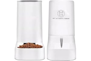 SPORTS FLYFREE Automatic Pet Feeder, 2pcs Cat Feeder and Water Dispenser Set 3.8L Water, Automatic Feeder Food Dispenser and Water Fountain for Cats Dogs