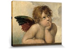 1art1 Rafael Póster Impresión En Lienzo Los Ángeles De Rafael (Detalle) Cuadro En Bastidor De Camilla De Madera | Mural XXL | Imagen 50x40 cm