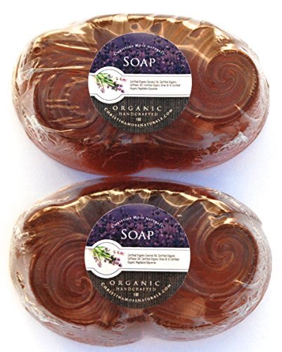 Body Soap, Organic and 100% Natural Glycerin Bath Bar. Moisturizing, Gentle on Skin, Non Drying, Non Irritating. For Women and Men. No Harmful Toxic Chemicals. 2 Bar Set. By Christina Moss Naturals.