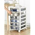 NW 6 Drawers File Cabinet, Floor Storage Cabinet with Wheels, Drawer Cart Storage Organizer Dustproof Storage Containers Shelf Box for Home Office School, Plastic- White- 10.5 x 12.6 x 25 inch