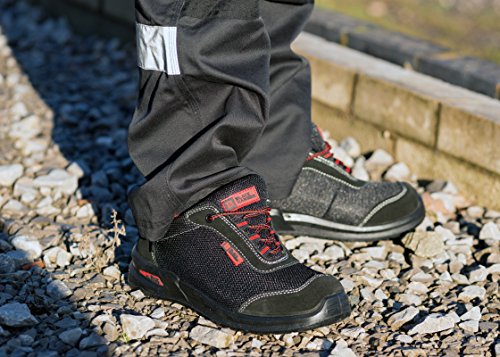 Männer Sicherheitsstiefel Stahlzehenkappe Arbeitsschuhe Fußgelenk Sportschuh Wanderschuh Zwischensohle Schutz 4482 Black Hammer - 3