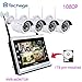Produktbild techage WiFi Sicherheit System mit Monitor 27,9 cm/Wireless CCTV Kameras System Outdoor/Indoor, 4 CH 1080P 2.0 MP WATERPROOF IP Kamera, 65 ft Nachtsicht, Plug & Play, mit 1 TB vorinstalliert