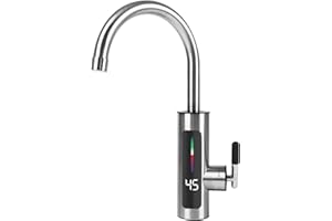 WMLBK Instant Hot Water Tap, Stainless Steel Mixer Tap for Hot and Cold Water with Digital Display, 220V for Kitchen and Home Sink