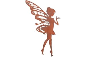 FCHMY Sculpture de silhouette de fée en métal, décoration de jardin d'elfe assise, aspect rouille, statue de jardin pour jardin, terrasse, balcon, pot de fleurs