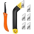 7pcs Grout Removal Tool, Grout Rake Removal Tool Tile Grout with 5 Pieces Extra Replacement Blades and 1 Tile Seam Hooking for Tile Grout Remover Cleaning