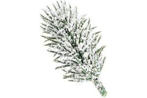 Ideen mit Herz Dekoracyjne gałązki jodły | ośnieżone | długość 6,5 cm | 55 sztuk | sztuczne gałązki jodły z dekoracyjnym śniegiem | dekoracja wieńca adwentowego | zieleń jodłowa