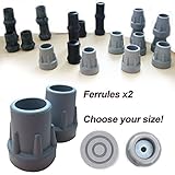 High Quality Rubber Ferrules (2 Pack) - Choose your size/colour! (25mm Grey)