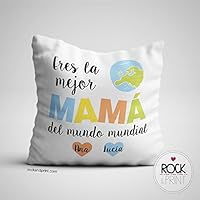 Cojín Mamá personalizado 40x40 cm incluye relleno. Elige color. Regalo día de la Madre, Navidad, Cumpleaños, Reyes Magos, Aniversario. Cojines originales. Mejor mama mundo Idea regalo mujer