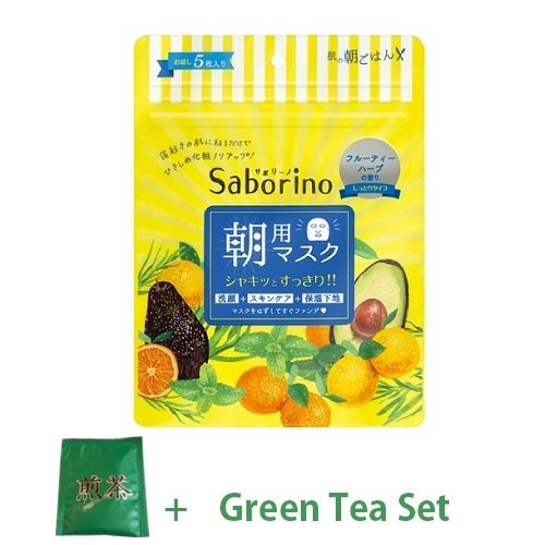 BCLSaborino Mezama Sheets Morning Face Mask Moist Type 5pcs - Fruity Herb Scent (Green Tea Set)