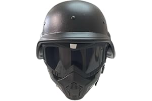 Zhiling Taktischer Paintball Airsoft Helm mit verstellbarem Kinnriemen Helm Reiten Goggles Brille mit Abnehmbarer Gesichtsmaske