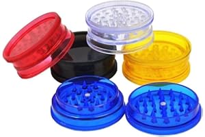 Qbl® [Pack of 4] Colorful Plastic Herb Grinder with Magnetic Lid - 3 Piece Grinder Featuring Shark Tooth Shredding (Assorted), No:1 Plastic Grinder