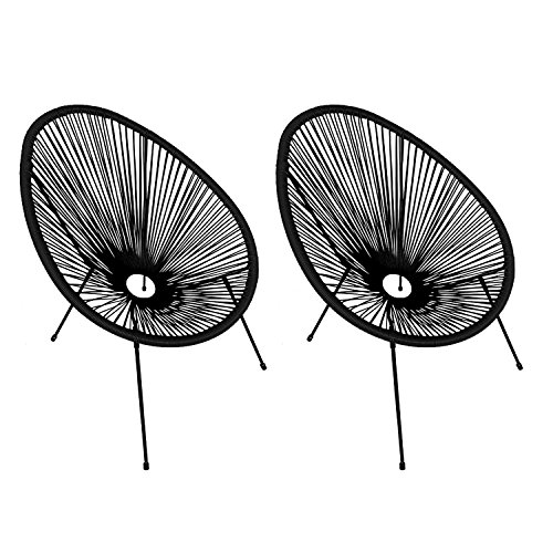 Happy Garden Lot de 2 fauteuils Oeuf Acapulco Noir
