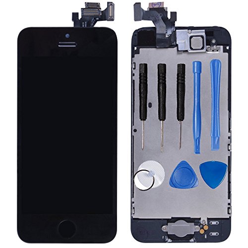 LL Trader Nuevo Negro LCD de Reemplazo Para iPhone 5 5G A1428 A1429 Pantalla Táctil de Repuesto con Herramientas (Botón de inicio + el sensor de cámara + Flex)
