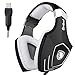 Produktbild SADES A60 / OMG Computer USB Gaming Headset über Ohr Stereo Kopfhörer Gaming mit Mikrofon Noise Isolating Lautstärkeregler LED Licht für PC & MAC (Schwarz + Weiß)