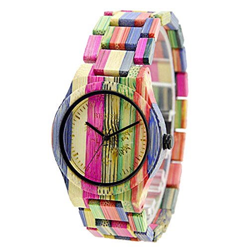 Bewell Mode Colored Bamboo Hölzerne Uhren Geschenke für Liebhaber Quartz Armbanduhr (Gemischte 1) Bewell Mode Colored Bamboo Hölzerne Uhren Geschenke für Liebhaber Quartz Armbanduhr (Gemischte 1)