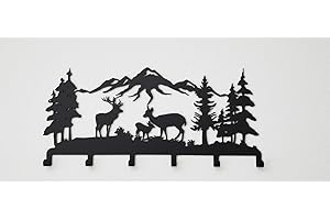 DEKADRON Appendiabiti da parete in metallo, appendiabiti in metallo della famiglia di cervi, supporto da parete, decorazione per la casa, ripiano per cappelli, barra delle chiavi, gancio per ingresso