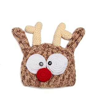 FENICAL Baby Mütze Weihnachten Handgefertigte Baby Mütze gestrickt häkeln stricken Rentier Hut Geweih Fotografie...