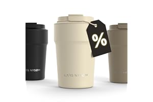 LARS NYSØM Tazza Termica per caffè Thermo Coffee Mug-to-Go 380ml | Tazza da Viaggio 0,38 Litri con Isolamento | In Acciaio Inox e Tenuta stagna per caffè e tè (Almond Beige, 380ml)