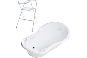 MON MOBILIER DESIGN Baignoire bébé thermomètre Blanc Lapin 102 cm + Pied