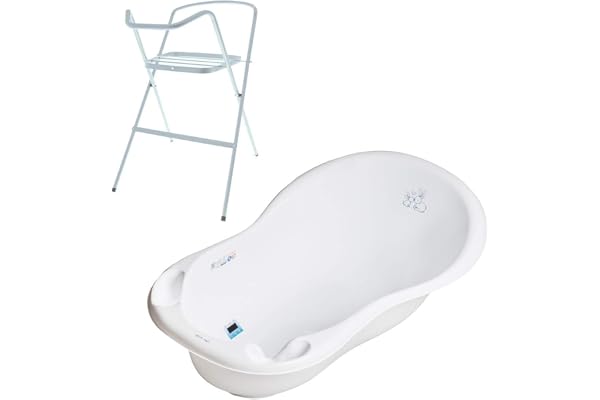 Mon Mobilier Design Baignoire bébé thermomètre Blanc Lapin 102 cm + Pied