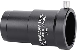 MUGAST 3x Barlow Lens 1.25 Inch Telescopio Astronómico Ocular Telescope Eyepiece Mount Adapter of Metal and Optical Glass with for Telescope Eyepieces.