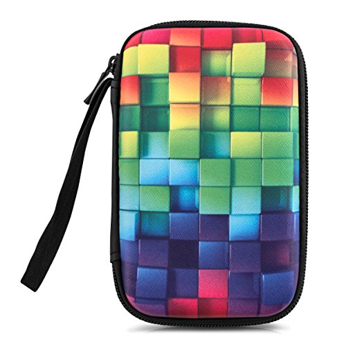 kwmobile Hardcase Tasche Hülle für externe Festplatten (2,5″) mit Regenbogen Würfel Design – Schutzhülle in Mehrfarbig Grün Blau - 6