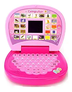 PLASMA BROTHERS Educational Learning Laptop for Kids with LED Display, Alphabet ABC and 123 Number Learning Computer for Kids (Laptop Pink)