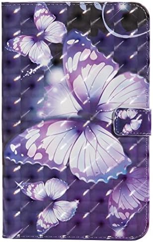 Samsung Galaxy Tab T385 Case , Multi-Function Screen Protector PU Leather , Ultra Slim Lightweight with Stand/Auto Sleep Wake-up Function Ciover Smart Case for Samsung Galaxy Tab T385 Case - Purple Butterfly + 1X Dust plug &amp; Dustproof cloth