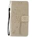 Produktbild Jepson Sony Xperia M4 Aqua (5,0 Zoll) Hülle, Leadertasche Premium Lederhülle Flip Case im Bookstyle Folio Cover Kartenfächer Magnetverschluss und Standfunktion Leder Schale Etui für Handytasche Schutzhülle Prägung Katzen & Baum Muster.