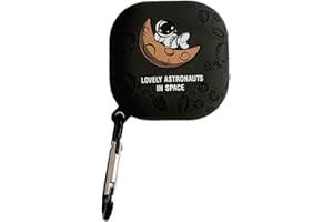 PLXBYC Etui na słuchawki do Samsung Galaxy Buds2 pro/Buds Live/Buds pro/Buds 2 pudełko ładujące, miękkie IMD astronauci statek kosmiczny kryształowa naklejka ochronna z haczykiem (czarne)