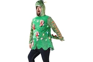 OFF THE RACK Pull de Noël Laid, LED Sweat à Tricoté Drôle de Noël pour Hommes avec Un Renne Elfe Lama et Un Arbre de Noël, Sweat-Shirt Festif Unisexe pour Noël