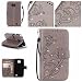 Produktbild Jepson Samsung Galaxy S2 GT-I9100 Hülle, Leadertasche Premium Lederhülle Flip Case im Bookstyle Folio Cover Kartenfächer Magnetverschluss und Standfunktion Leder Schale Etui für Handytasche Schutzhülle Prägung Strass Bling Schmetterling Muster.