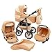 Ferriley & Fitz Daytona Eco leather Pram & Pushchair Travel System (car seat & adapter, raincover, mosquito net, cup holder, swivel wheels) 80 Beige Cream Leather