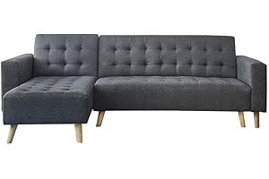 CONCEPT-USINE Concept Usine - Sofá Convertible Escandinavo de Esquina A La Izquierda Sherbrooke de 4 Plazas en Color Gris Oscuro - Sofá Cama Moderno de Tela - Ancho 236 Cm - Equilibrio, Confort, Diseño, Resistencia